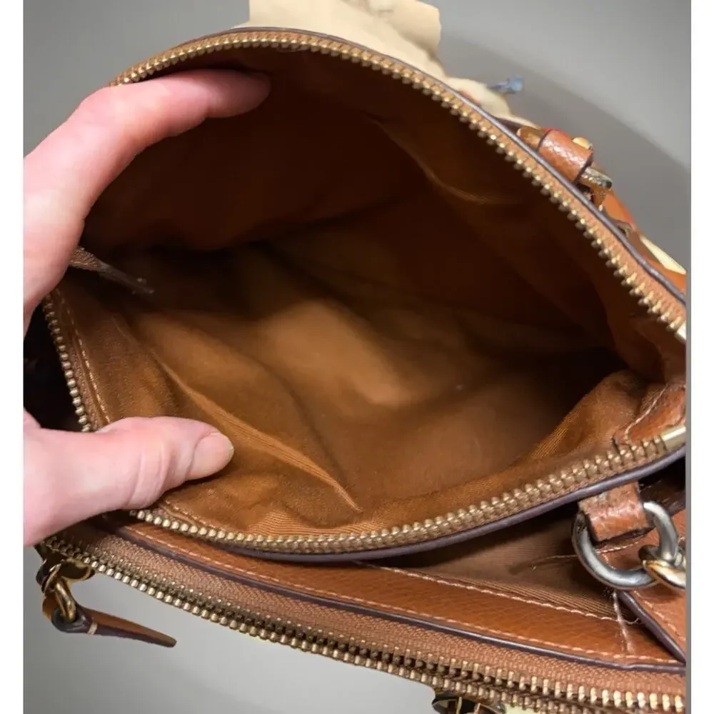 Coach - Christie Carryall Saddle Gold Two Way Handbag With strap & Charm - Picture 11 of 14